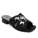 Emmanuelle slipper Zwart raffia 24090